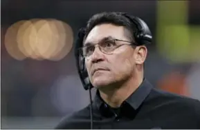  ?? DAVID GOLDMAN - THE ASSOCIATED PRESS ?? Carolina Panthers head coach Ron Rivera walks the sidelines during the second half of an NFL football game between the Atlanta Falcons and the Carolina Panthers, Sunday, Dec. 31, 2017, in Atlanta.