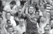  ?? REUTERS ?? Chelsea's Eden Hazard celebrates scoring aginst Burnley on Saturday.