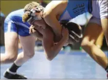  ?? AUSTIN HERTZOG - DIGITAL FIRST MEDIA ?? Daniel Boone’s Gavin Richard had a pin in the Blazers’ 34-28 win over Gov. Mifflin on Jan. 3.