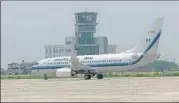  ?? SOURCED ?? Indian Air Force Boeing 737 aircraft landed at Kushinagar internatio­nal airport on Monday.