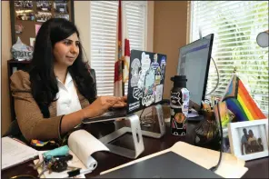  ?? (AP/John Raoux) ?? Florida state Rep. Anna Eskamani works in her office in Orlando, Fla., on Wednesday.