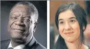  ?? AFP ?? File photos of Denis Mukwege (left) and Nadia Murad.