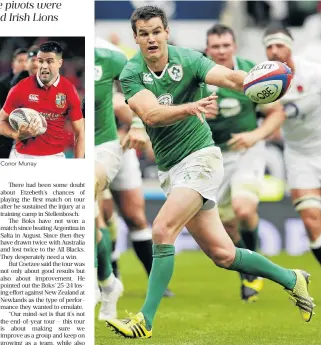  ?? /Reuters ?? Conor Murray Threat: Ireland flyhalf Jonny Sexton, who was influentia­l for the British and Irish Lions, poses a threat to the Boks as he kicks accurately from the tee and from hand.