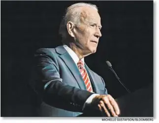  ?? MICHELLE GUSTAFSON/BLOOMBERG ?? If ex-Vice President Joe Biden joins the crowded field of Democrats vying for the party’s nomination, he would be the second-oldest candidate, after Bernie Sanders.