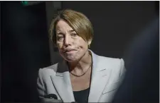  ?? PHOTO BY AMANDA SABGA — MEDIANEWS GROUP/BOSTON HERALD ?? Gov. Maura Healey speaks to the press following the Greater Boston Chamber of Commerce 2023 Pinnacle Awards, honoring powerful women changing Greater Boston through their different work, at the Omni Boston Hotel at the Seaport on January 27, 2023.