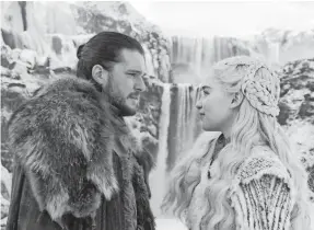  ?? HBO ?? Jon (Kit Harington) and Dany (Emilia Clarke) show their chemistry.