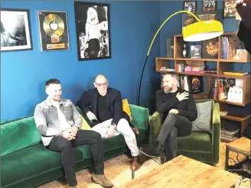  ?? — Reuters photo ?? Members of The Cranberrie­s, bassist Mike Hogan, drummer Lawler and guitarist Noel Hogan speak to Reuters during an interview in London, on Wednesday.