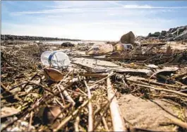  ?? Gina Ferazzi Los Angeles Times ?? PLASTIC BOTTLES are among the trash washed up on the beach in 2018.