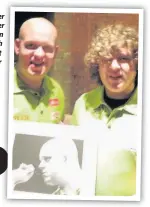  ??  ?? World number one darts player Michael van Gerwen with autistic artist Chris Baker