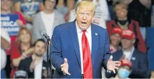  ?? SUE OGROCKI/AP ?? President Donald Trump speaks during a campaign rally June 20 in Tulsa, Okla. His campaign has made a large purchase of TV time in key states for the fall. More than one-third of the latest ad buy is in Florida.