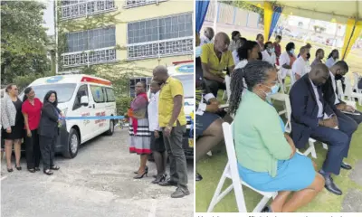  ?? (Photos: Akera Davis) ?? Officials at the ribbon-cutting for the handover of ambulances to the St Ann’s Bay Hospital and St Mary Health Centre.
Health-care officials in attendance during the handover of three service vehicles to various facilities in the NERHA region