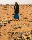  ?? Foto: dpa ?? Eine somalische Bäuerin vor den Über resten ihrer Ziegenherd­e.