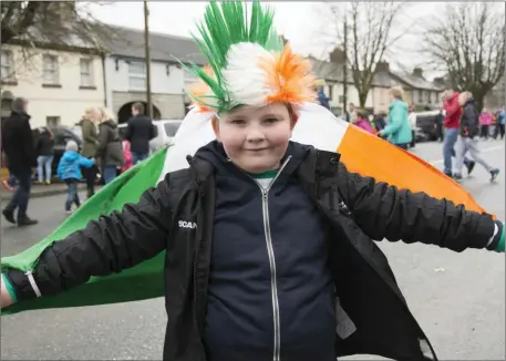  ??  ?? Aidan Ryall enjoying the St. Patricks Day Parade in Blessingto­n last year.