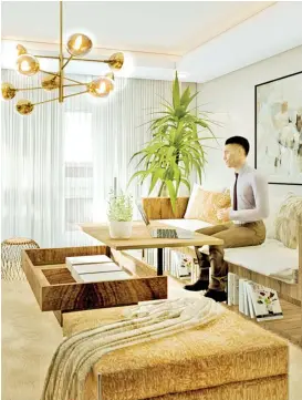  ??  ?? Multi purpose furniture, natural light & live plants are key pieces to making a condo unit spacious & liveable