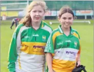  ?? ?? Bride Rovers U14 football joint captains, Keira Barry and Abby Hicks pictured prior to the East Cork final.