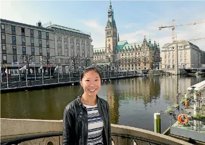  ??  ?? Rebecca Young by the town hall, the Hamburg Rathaus.