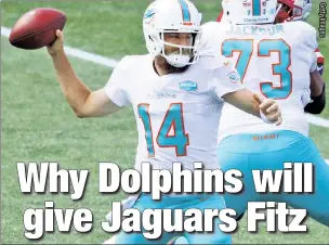  ??  ?? AQUAMAN: By taking the Dolphins +3 at Jacksonvil­le on Thursday night, bettors will be backing the stronger team and getting points, writes VSiN’s Dave Tuley.