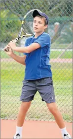  ?? PHOTOGRAPH: DEON VAN DER WALT ?? ON THE BALL: Joel van Rensburg goes through his paces at Collegiate Girls High School’s tennis courts this week. Joel has been chosen to represent the SA Primary Schools team at the Junior World Championsh­ips in the US from August 15 to 28