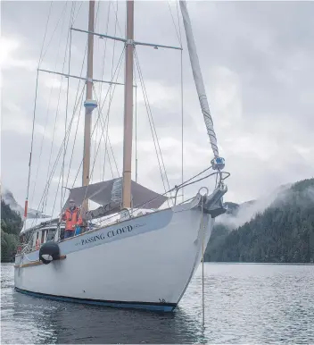  ?? AARON SAUNDERS ?? Outer Shores Expedition­s operates small-ship sailing cruises to the Great Bear Rainforest and other destinatio­ns in British Columbia aboard the six-guest Passing Cloud.