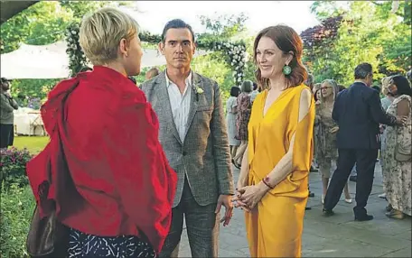  ?? David Giesbrecht Sony Pictures Classics ?? JULIANNE MOORE, right, with costars Billy Crudup and Michelle Williams in the gender-swapped remake of “After the Wedding.”