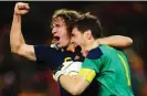  ?? ?? Carles Puyol (left) and Iker Casillas celebrate Spain’s World Cup final success in 2010. Photograph: Mike Hewitt/Fifa/Getty Images