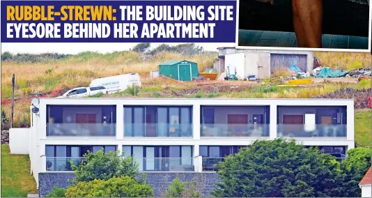  ??  ?? NOT THE FULL PICTURE: The images Ms Vorderman has posted on Instagram, top, fail to reveal the ugly landscape behind her building, above