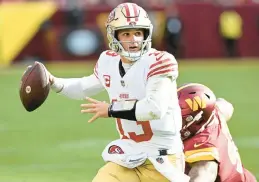  ?? GREG FIUME/GETTY ?? 49ers quarterbac­k Brock Purdy brings experience to the postseason this time, as he opens his second appearance Saturday against the Packers.