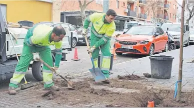  ?? ?? Operarios municipale­s, realizando estos trabajos.