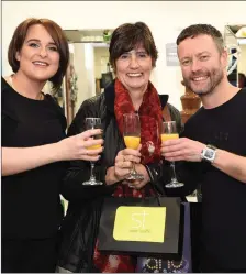  ??  ?? Sean Taaffe celebratin­g first birthday of the newly refurbishe­d Sean Taaffe Hair and Beauty, Langford Street, Killorglin with (left) Michelle O’Shea and Maire Ní Loinsigh on Thursday.
Photo by Michelle Cooper Galvin