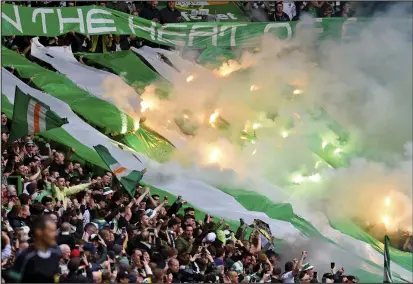  ??  ?? Flares were let off in the stands by fans at the Celtic v Hearts match last season