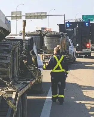  ?? ?? The Edmonton Police Service's Commercial Vehicle Investigat­ion Unit said 46 per cent of vehicles it inspected were taken out of service during recent safety inspection­s and more than $36,000 in fines were issued.