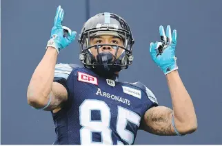  ?? STEVE SIMMONS Ottawa FRANK GUNN/THE CANADIAN PRESS/FILES ?? Argonauts receiver DeVier Posey says he has put a highly publicized suspension from his college days at Ohio State in his rear-view mirror as he carves out a new legacy in the CFL.