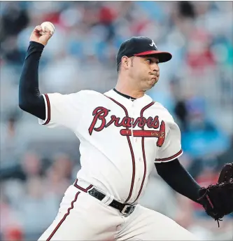  ?? JOHN BAZEMORE THE ASSOCIATED PRESS ?? Atlanta Braves starting pitcher Anibal Sanchez works in the first inning of a baseball game against the Pittsburgh Pirates on Friday, Aug. 31, 2018, in Atlanta.