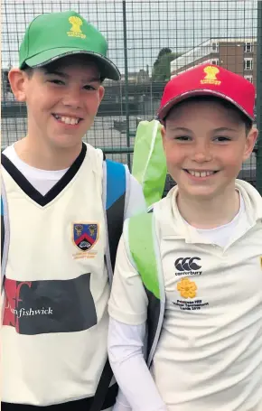  ??  ?? Christian Smith and Charlie Kaye, both aged 11, have been selected for Cheshire District U11 cricket squad