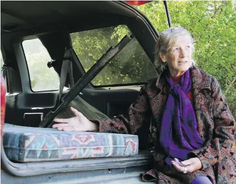  ?? BEHDAD MAHICHI ?? Judith Wells, 71, sleeps in her car when she is not couch-surfing. The island’s only shelter is open for only four months of the year.