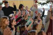  ?? MARIAN DENNIS — DIGITAL FIRST MEDIA ?? Kids jingled bells and counted down until noon on during the first ever Noon Year’s Eve party for kids held at the Carousel at Pottstown.