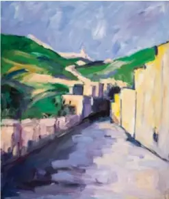  ?? ?? Gozitan Streetscap­e, oil on hardboard 76 x 60 cm