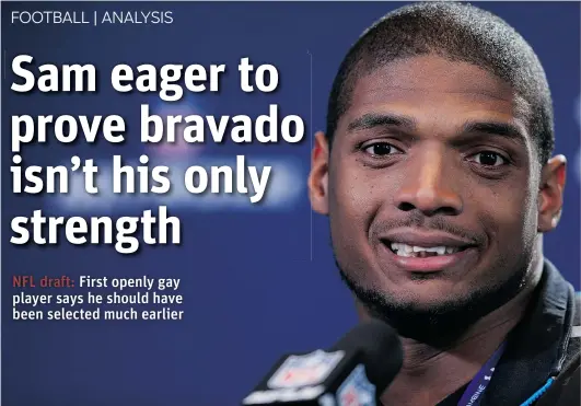  ?? JOE ROBBINS/ GETTY IMAGES/ FILES ?? Michael Sam was drafted Saturday by the St. Louis Rams. The Southeaste­rn Conference defensive player of the year came out as gay in media interviews this year.