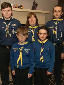  ??  ?? (Back, from left) Cathal Byrne, Majella Myler, Stephen Fogarty, (front) Evan Conroy and Maeve O’Hickey from Arklow Sea Scouts.