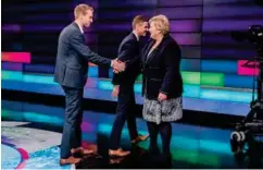  ?? FOTO: NTB SCANPIX ?? Bak søknadene om utvidet rett til abort ligger det personlige historier, skriver innsendere­n. På bildet: Kjell Ingolf Ropstad, Knut Arild Hareide og Erna Solberg.