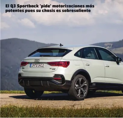  ??  ?? SÓLO DOS. A diferencia de sus hermanos mayores Q7 y Q8, el Q3 Sportbak tiene dos pantallas, una en el cuadro de mandos –12,3 pulgadas– y otra que se utiliza para el sistema multimedia –10,1 pulgadas–. Esta última está girada 10° hacia el conductor.