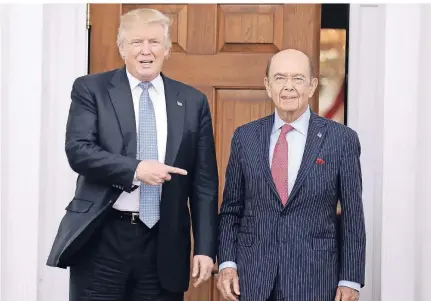  ?? FOTO: DPA ?? Für Donald Trump muss Wirtschaft­sminister Wilbur Ross den Zollstreit mit der ganzen Welt durchfecht­en. Die Auto-Konzerne hoffen, dass Ross für Erleichter­ungen sorgt.