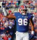  ?? IMAGES SAM GREENWOOD /GETTY ?? Cece Jefferson, who announced Wednesday he’ll return for his senior year, could be a key element to a revamped Florida defensive scheme, probably shifting to linebacker.