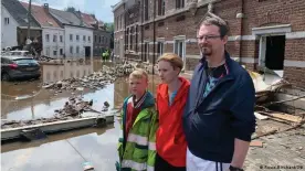  ??  ?? Brasseur (right) and his family were trapped on the roof for nine hours