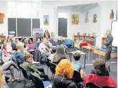  ??  ?? Pictured is Lauren Child talking about the ‘stories behind the stories’.