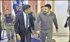  ?? ?? Britain’s new PM Rishi Sunak (left) made his first visit to Kyiv, where he met Ukrainian President Volodymyr Zelensky and pledged to continue the firm support for Ukraine.