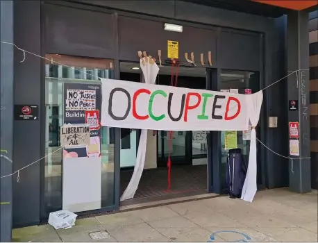  ?? ?? Young people and students are among those at the forefront of much of Western protests over the conflict in Gaza, with buildings’ occupation and sit-ins – such as this one at Goldsmiths, University of London – among a number of protest measures they have undertaken.