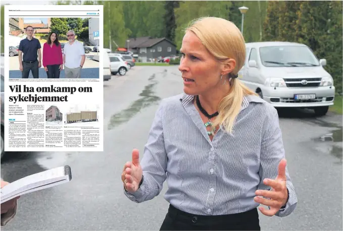  ?? ARKIVFOTO: HALVOR ULVENES ?? REAGERER: Ordfører Hedda Foss Five (Ap) kaller Høyre i Skien for bakstrever­sk og gammeldags etter deres utspill om at de vil ha omkamp om sykehjem i Kverndalen og storbarneh­age ved Lundedalen. Faksimile fra Varden i går.