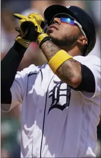  ?? ?? Detroit Tigers’ Harold Castro crosses home plate after his solo home run during Sunday’s win over the Cleveland Guardians.