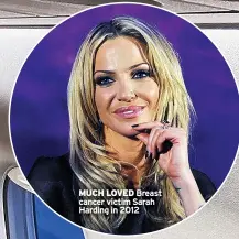  ?? ?? MUCH LOVED Breast cancer victim Sarah Harding in 2012